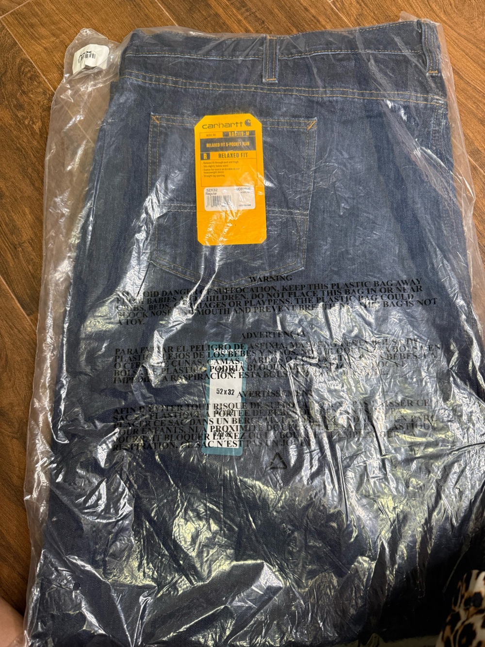 Carhartt Men's Dark Wash Relaxed Straight Jeans 52X32